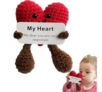 Genérico Crochet,Mini Knit Heart Cute Doll - Handmade Crafts Hug, Pocket Charm with Heart Hugs Card, Knitted Doll Birthday Valentines Day Gift