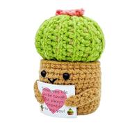 Genérico Crochet Plant Pot Doll - Positive Cactus Pot Shape Ornament | Inspirational Yarn Doll with Encouraging Card, Decorative Gift For Birthday Graduation Housewarming Shelf Display