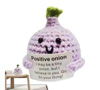Genérico Crochet Positive Vegetables - Polyester, Onion Blueberry Bunny Crochet Decor Toy | Onion Blueberry Bunny Cheer Up Cartoon Knitted Doll For Home Decoration