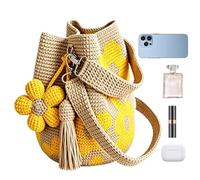 Genérico Crochet Purse - 30 * 25 * 15cm Boho Crochet Handmade Flower Pouch | Flower Tote Bag | For Beach Towel Bag Swim Boating Cruise Vacation Travel Summer Gym Lunch Shower Wet Dock Sand Boat