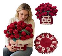 Genérico Crochet Rose Flowers Blanket Bouquet, Romantic Handmade Knitted Rose Throw Blanket and Shawl Gifts for Her, Soft Cozy Finished Round Floral Blankets for Table, Bed, Valentine's Day