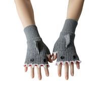 Genérico Crochet Shark Fingerless Gloves, Cute Shark Design Women Knit Thermal Warm Glove, Cute Vintage Design Thermal Warm (Gray)