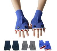 Genérico Crochet Shark Fingerless Gloves,Cute Shark Design Women Knit Thermal Warm Glove,Unisex Ocean Themed Half-Finger Gloves
