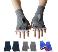 Genérico Crochet Shark Fingerless Gloves,Cute Shark Design Women Knit Thermal Warm Glove,Unisex Ocean Themed Half-Finger Gloves