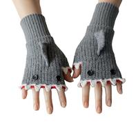 Genérico Crochet Shark Fingerless Gloves, Cute Shark Design Women Knit Thermal Warm Glove, Vintage Design Thermal Warm for Hiking (Grey)