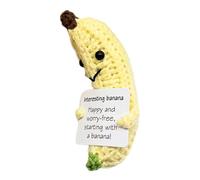 Generico Crochet - Wool 7 x 3 cm | Tiny Banana Crochet Plush Toy With Encouraging Card | Fruit Çrochet Doll For Birthday Party Decor Desk Home Gift Use
