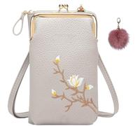 Genérico Cross-Body Wallet with Cell Phone Holder,Mini Shoulder Bags with Credit Card Slots,Lightweight PU Leather Pocket Bags (Gray, 4.3 * 2 * 7.7in)