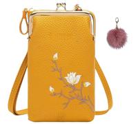 Genérico Cross-Body Wallet with Cell Phone Holder,Mini Shoulder Bags with Credit Card Slots,Lightweight PU Leather Pocket Bags (yellow, 4.3 * 2 * 7.7in)