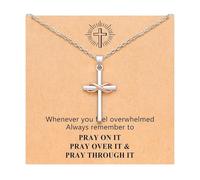 Genérico Cross Necklace - Stainless Steel Christian Crucifix Pendant | 2,5 x 1,6 cm Size, 30 g Lightweight, Stylish Neck Jewelry for Daily Wear, Church, Wedding, Holiday, Birthday, Travel, Ladies