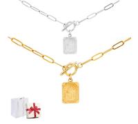 Genérico Cross Pendant Paperclip Chain Necklace,Unisex Chunky Paperclip Cross Chain,Waterproof and Sweat-Resistant Dainty Charm Necklace