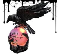 Generico Crow Light - Decoración de Halloween con luz de para dormitorio de noche, decoración artística misteriosa - Lámpara de escritorio para mesita de noche, para salón, dormitorio