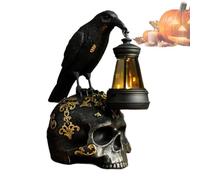 Genérico Crow Statue | Halloween Skull Raven Decor Collectible Figurines | Resin Sculpture Gothic Decor, Halloween Decorations For Home Garden Porch Patio Lawn Party Supplies