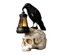 Genérico Crow Statue | Halloween Skull Raven Decor Collectible Figurines | Resin Sculpture Gothic Decor, Halloween Decorations for Home Garden Porch Patio Lawn Party Supplies
