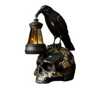 Genérico Crow Statue - Resin Halloween Skull Raven Decor Figurine, 6.69 Inch Solar Lantern Sculpture | Gothic Collectible Decoration For Home, Living Room, Lawn, Yard, Porch, Garden, Photo Props