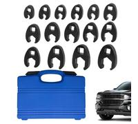 Genérico Crowfoot Wrench,15 Pc Stainless Steel U Shaped, Metric Flare Nut Wrench Kit for 8 to 24mm Flare Nuts Car Mechanics Repair Industrial