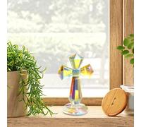 Generico Cruces de pequeño - Colección de estatuas religiosas decorativas de 6 pulgadas, crucifijo decorativo de escritorio con diseño facetado de 360 grados, pieza de exhibición espiritual | Regalo