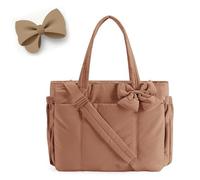 Genérico Crush Bow Tote Bag, Bag Crush Bow Tote Bags, pink handbags for women 2025, for Work, Travel, Beach, Shopping (Brown)
