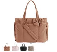 Genérico Crush Bow Tote Bag, bag smart crush bow tote, Stylish Handbag for Work, Travel, Beach, Shopping (Brown)