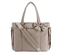 Genérico Crush Bow Tote Bag for Women, Bow Tote Bag for Women, Stylish and Lightweight, with Large Capacity, for Work,Gym Travel (khaki)