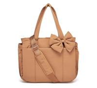 Genérico Crush Bow Tote Bag for Women, Fluffy & Lightweight Crush Bow Tote Bag, with Multiple Compartments (Brown)