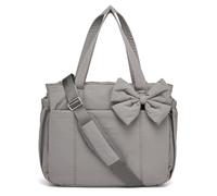 Genérico Crush Bow Tote Bag for Women, Fluffy & Lightweight Crush Bow Tote Bag, with Multiple Compartments (Gray)