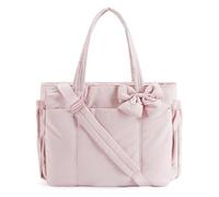 Genérico Crush Bow Tote Bag for Women, Fluffy & Lightweight Crush Bow Tote Bag, with Multiple Compartments (Light Pink)