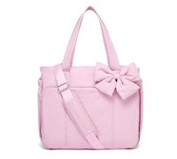 Genérico Crush Bow Tote Bag for Women, Fluffy & Lightweight Crush Bow Tote Bag, with Multiple Compartments (Pink)