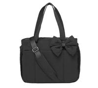 Genérico Crush Bow Tote Bag for Women, Fluffy & Lightweight Crush Bow Tote Bag, with Multiple Compartments (Black)