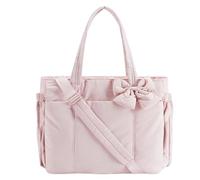 Genérico Crush Bow Tote Bag for Women, Lightweight and Fluffy Bow Handbag, Stylish Handbag for Work, Travel, Beach, Shopping (Pink)