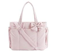 Genérico Crush Bow Tote Bag for Women, Lightweight and Fluffy Bow Handbag, Stylish Handbag for Work, Travel, Beach, Shopping (Pink)