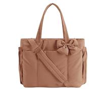 Genérico Crush Bow Tote Bag for Women, Lightweight and Fluffy Bow Handbag, Stylish Handbag for Work, Travel, Beach, Shopping (Brown)