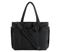 Genérico Crush Bow Tote Bag for Women, Lightweight and Fluffy Bow Handbag, Stylish Handbag for Work, Travel, Beach, Shopping (Black)