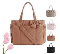 Genérico Crush Bow Tote Bag for Women, Lightweight Crush Bow Tote Bag For Women, for Women's Daily Commuting, Shopping, Travel (Brown)