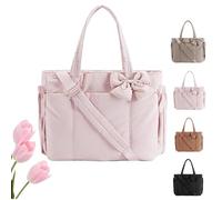 Genérico Crush Bow Tote Bag for Women, Lightweight Crush Bow Tote Bag For Women, for Women's Daily Commuting, Shopping, Travel (Pink)