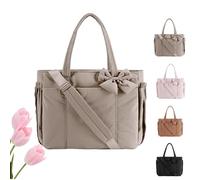 Genérico Crush Bow Tote Bag for Women, Lightweight Crush Bow Tote Bag For Women, for Women's Daily Commuting, Shopping, Travel (Camel)