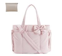 Genérico Crush Bow Tote Bag for Women, Lightweight Crush Bow Tote Bag for Women, for Women's Daily Commuting, Shopping, Travel (Pink)