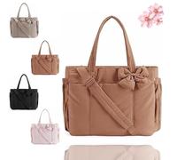 Genérico Crush Bow Tote Bag for Women Lightweight Puffy Quilted Bow Handbag Shoulder Bag for Women's Daily Commuting, Shopping, Travel (1PCS/C)