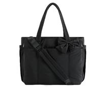 Genérico Crush Bow Tote Bag for Women, Lightweight Puffy Quilted Shoulder Bag, Crush Bow Tote Bags, for Work, Travel, Beach, Shopping (Black)