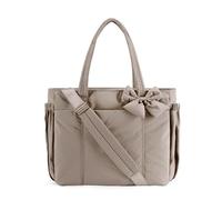 Genérico Crush Bow Tote Bag for Women, Lightweight Puffy Quilted Shoulder Bag,for Daily Commuting, Work, Shopping&Travel (Khaki)
