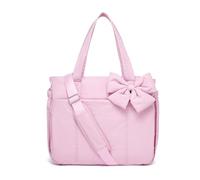 Genérico Crush Bow Tote Bag for Women, Lightweight Puffy Quilted Shoulder Bag,for Daily Commuting, Work, Shopping&Travel (Pink)