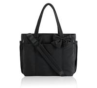 Genérico Crush Bow Tote Bag For Women, Lightweight Puffy Quilted Shoulder Bag for Women's Daily Commuting, Shopping, Travel (Black)