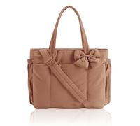 Genérico Crush Bow Tote Bag For Women, Lightweight Puffy Quilted Shoulder Bag for Women's Daily Commuting, Shopping, Travel (Brown)