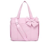 Genérico Crush Bow Tote Bag for Women - Quilted Lightweight Handbag, Stylish Bow Accent for Shopping, Travel & Daily Use (Pink)