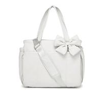Genérico Crush Bow Tote Bag for Women - Quilted Lightweight Handbag, Stylish Bow Accent for Shopping, Travel & Daily Use (White)