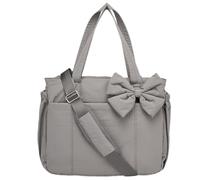 Genérico Crush Bow Tote Bag for Women, Quilted Puffy Lightweight Waterproof Shoulder Bag for Women, for Work Travel (Gray)