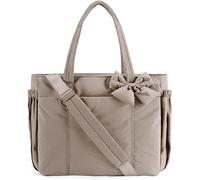 Genérico Crush Bow Tote Bag with Bow, Stylish Crush Bow Tote Bag for Women, for Work, Travel, Beach, Shopping, Stylish Handbag (Camel)