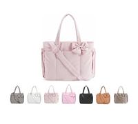 Genérico Crush Bow Tote Bags, for Women, Fluffy & Lightweight Crush Bow Tote Bag (Light Pink)