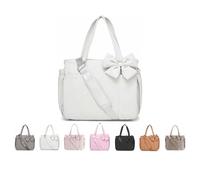 Genérico Crush Bow Tote Bags, for Women, Fluffy & Lightweight Crush Bow Tote Bag (Off-white)