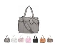 Genérico Crush Bow Tote Bags, for Women, Fluffy & Lightweight Crush Bow Tote Bag (Taupe)