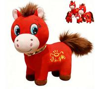 Genérico Crying Horse, Year of The Horse 2026 Plush, Crying Horse Plush Figurine, Lucky Chinese Lunar New Year Mascot Zodiac Ornament For Home Store Tabletop Decor (Red-A,20cm/7.8 in)